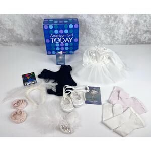 American Girl Ballet Outfit Swan Lake Ballerina Slippers Dress Feather Tutu Box